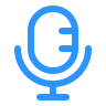 A blue icon of a vintage microphone