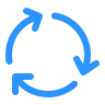Blue circular arrows forming a cycle