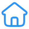 Outline of a house icon in blue.
