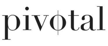 The word 'pivotal' in black text with a target symbol in the letter 'o'.