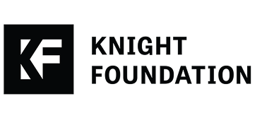 Logo of the Knight Foundation with a black square containing white letters 'KF' and the words 'Knight Foundation' next to it.