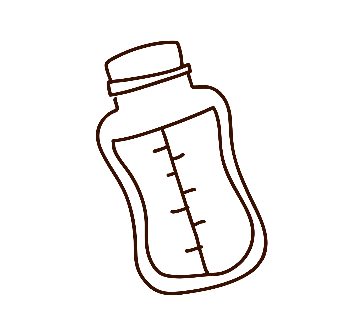 Outline illustration of a baby bottle.