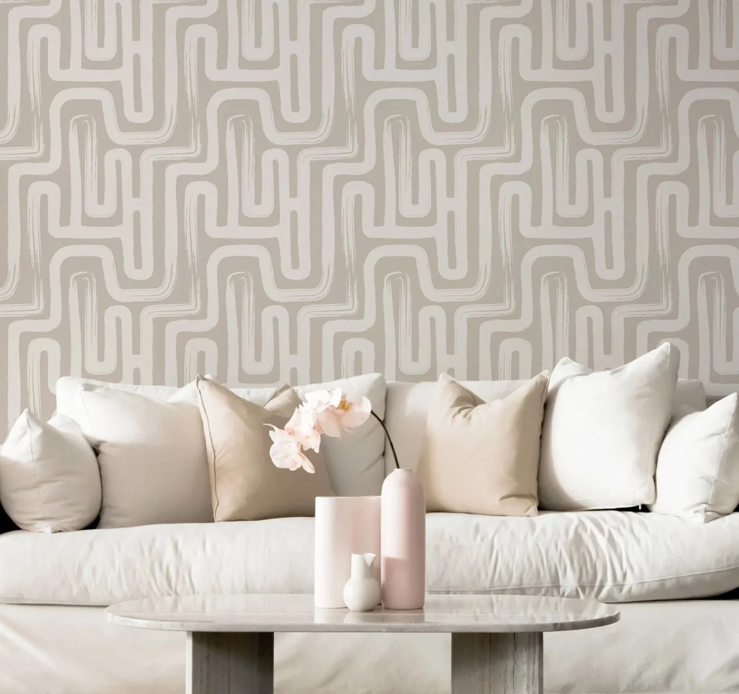 Livettes Wallpapaer Hazelnut Color Paintbrush Maze Wallpaper