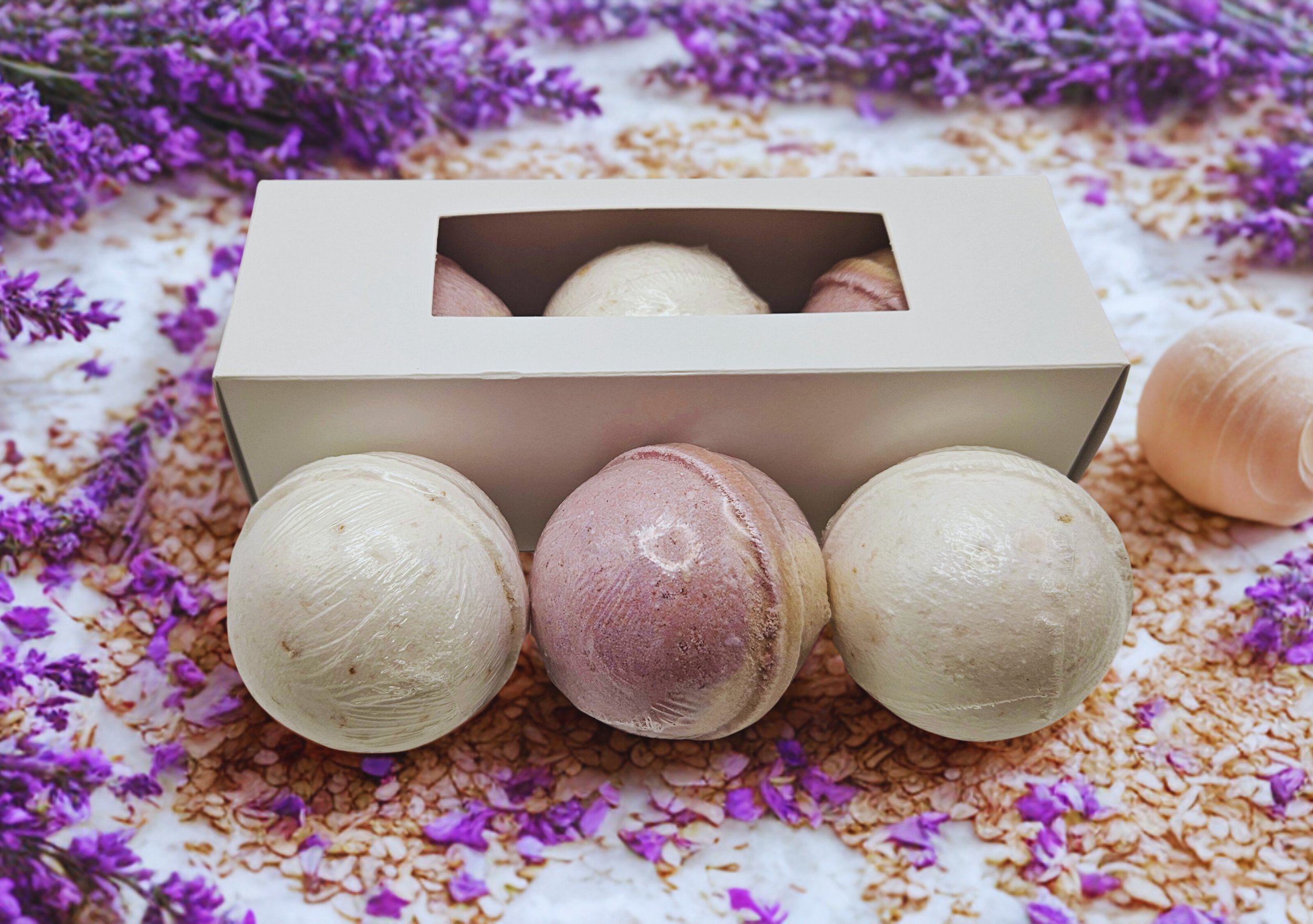 Lavender Champagne and/or Oatmeal Bath Bombs - Set of 3 (5 oz each)