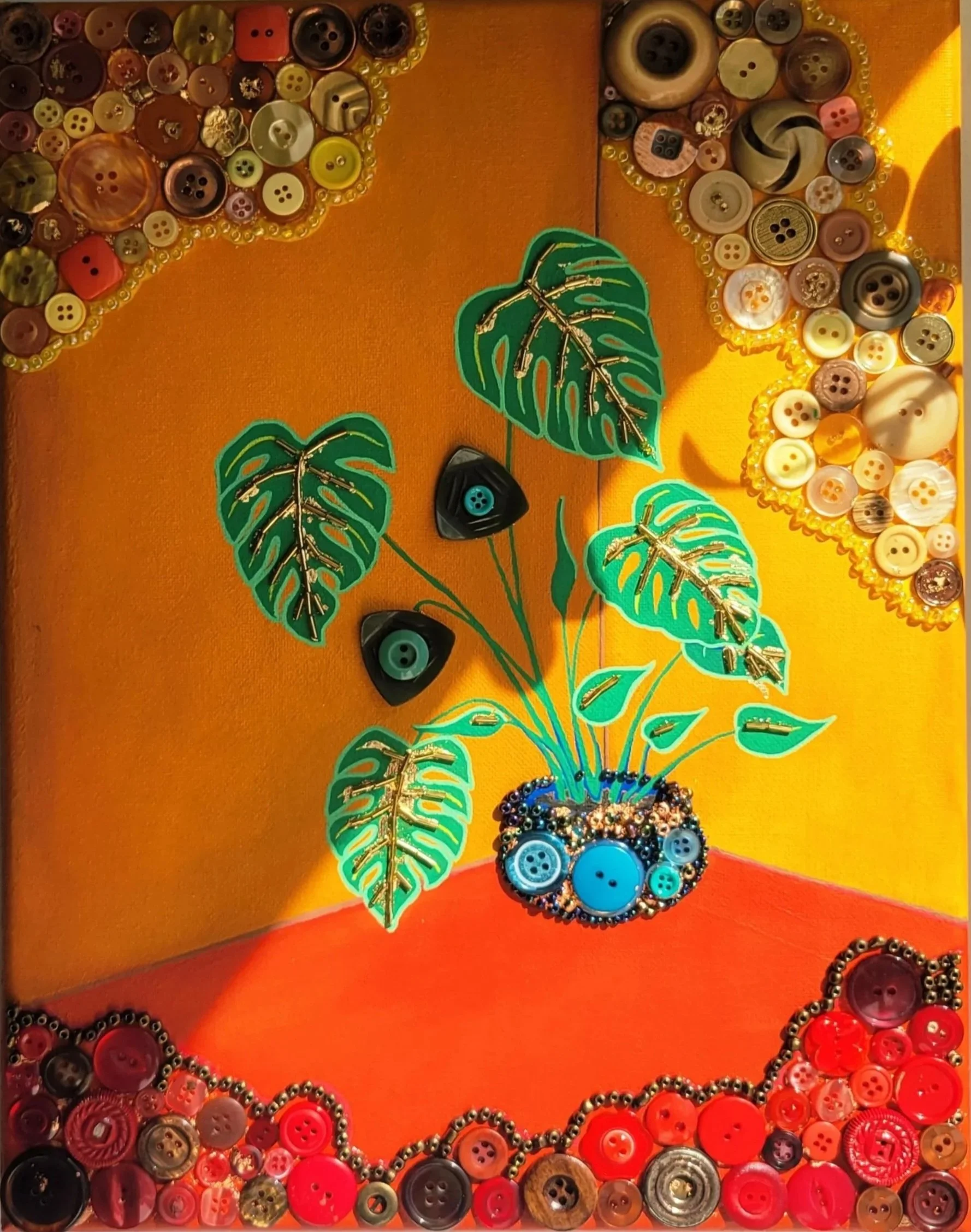 Monstera and Buttons