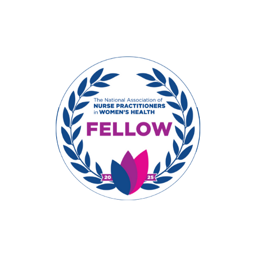 Emblem for the National Association of Nurse Practitioners in Women's Health, indicating a 2025 fellowship milestone.