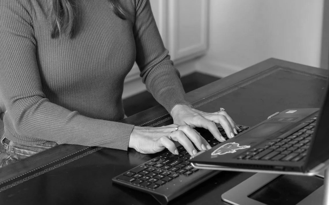 Clinician reviewing course materials during professional medical education