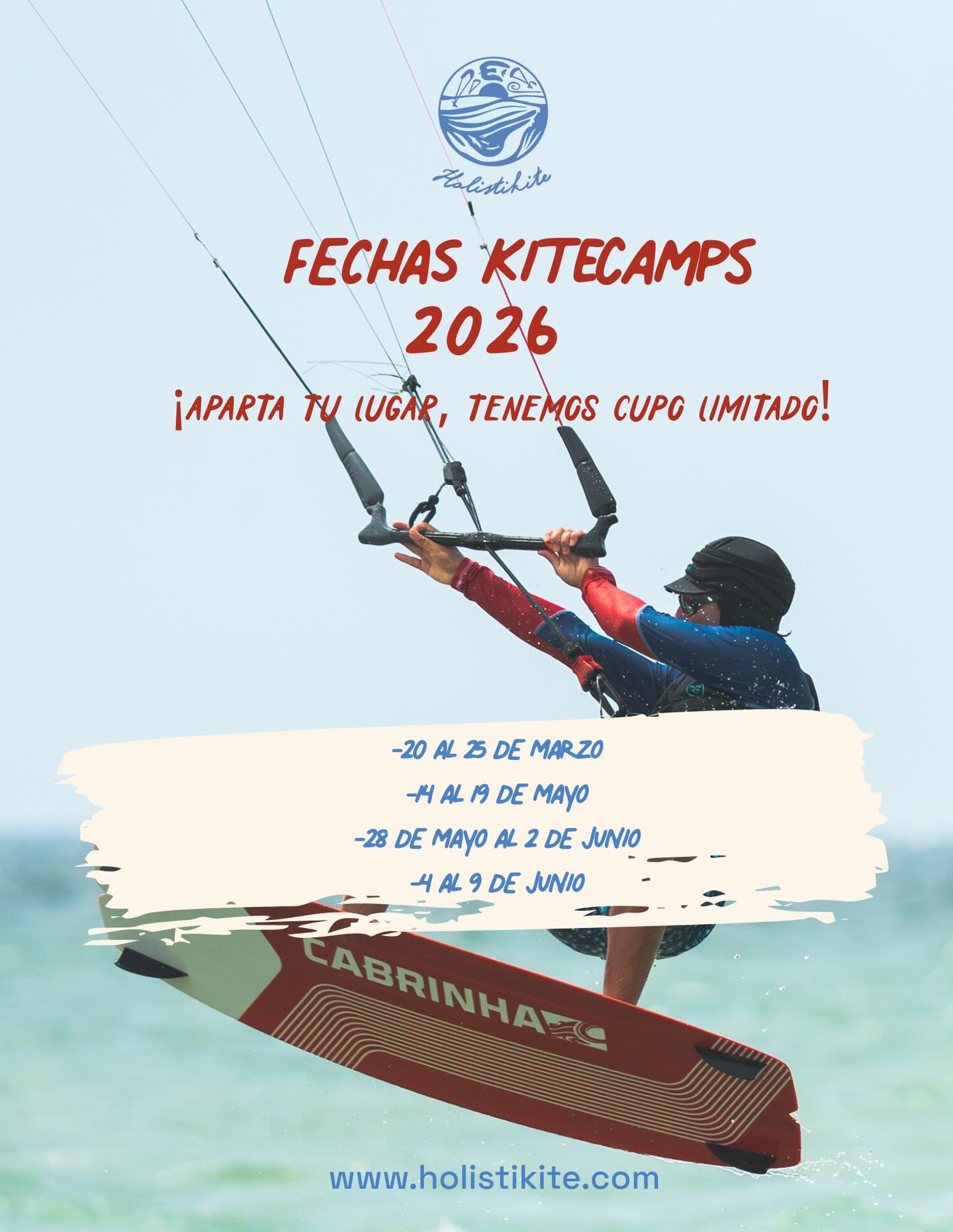 Si este a&ntilde;o dijiste &ldquo;ahora s&iacute; voy a aprender kitesurf&rdquo;, este es tu momento 💥

Arranca el a&ntilde;o de la mejor manera y aparta tu lugar en nuestros eventos todo incluido:

-hospedaje de lujo 5 noches en frente del mar 
-de