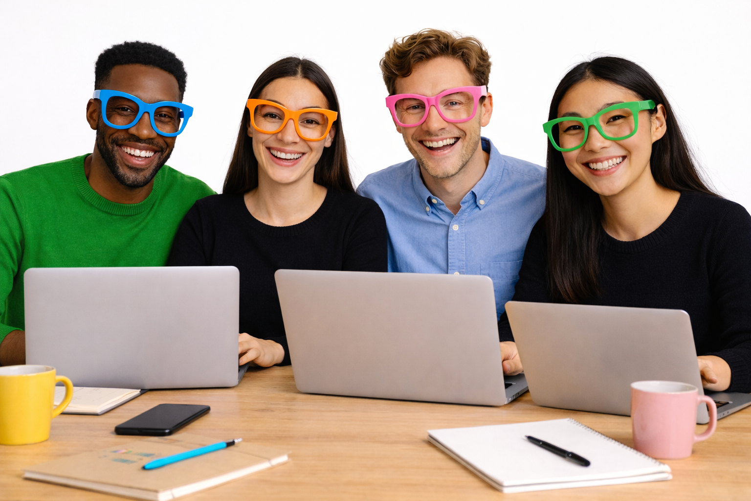 The British Boffins team of UK and UAE tax advisers working together at a desk with laptops
