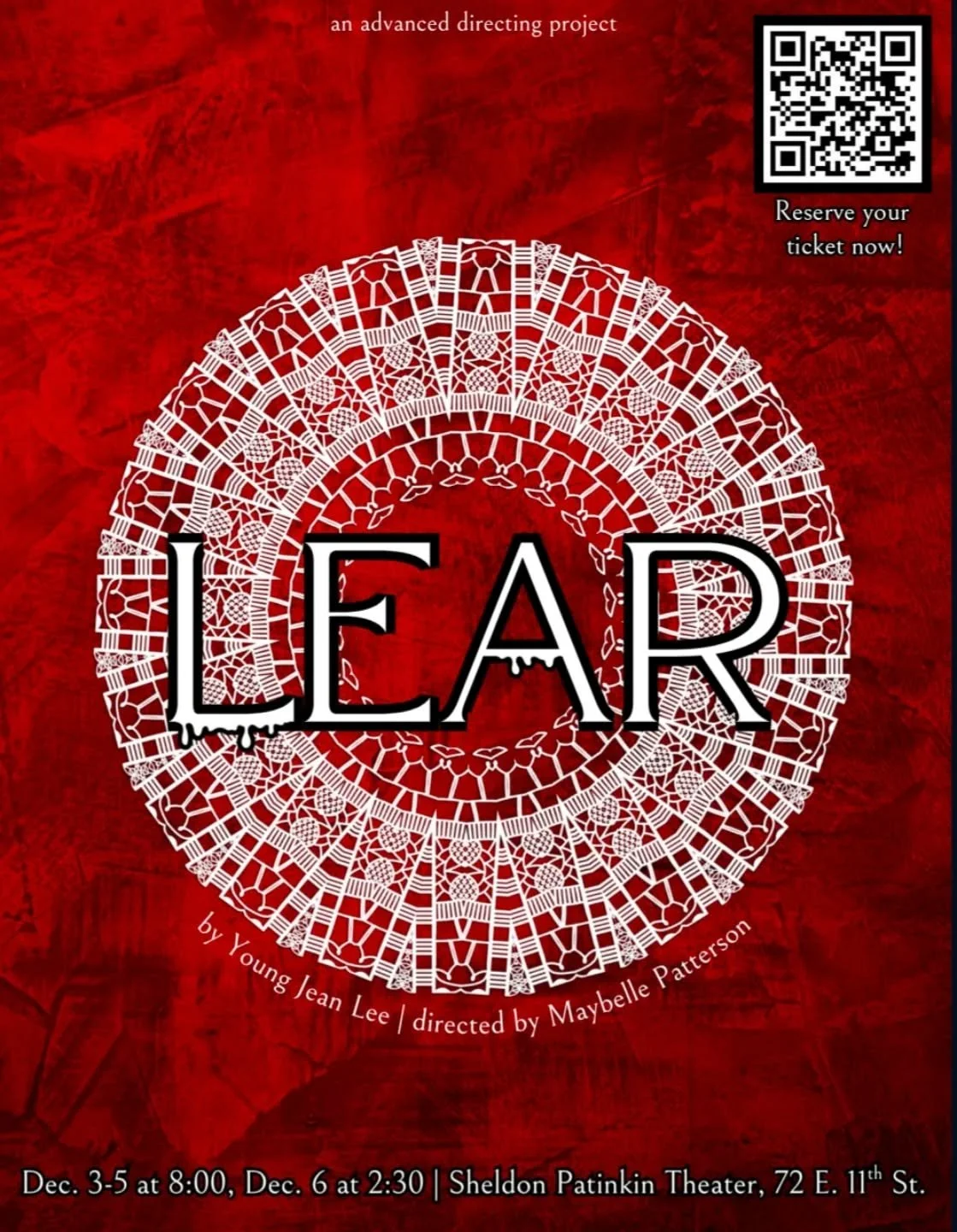 it's time!! tickets for Lear are up in the link in bio. come see the show Dec. 3-5 at 8, Dec. 6 at 2:30. tickets are free!