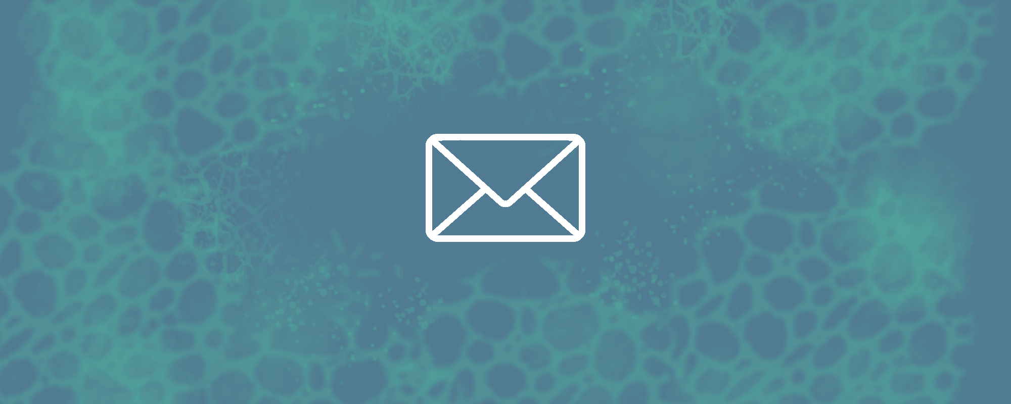Email icon on a digital background with abstract blue and green patterns.