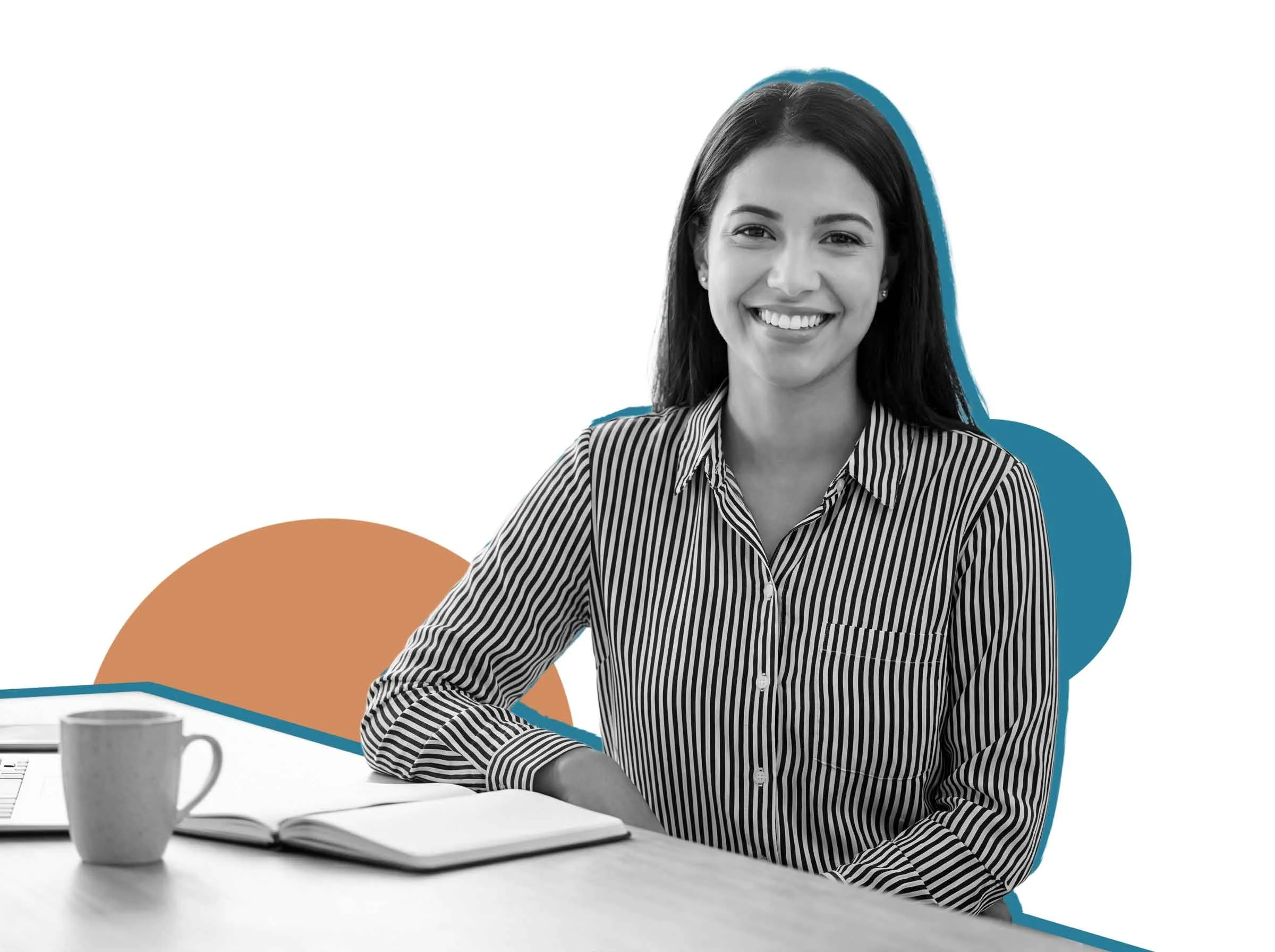 Professional employee in a healthy workplace environment, representing mental health consulting results.