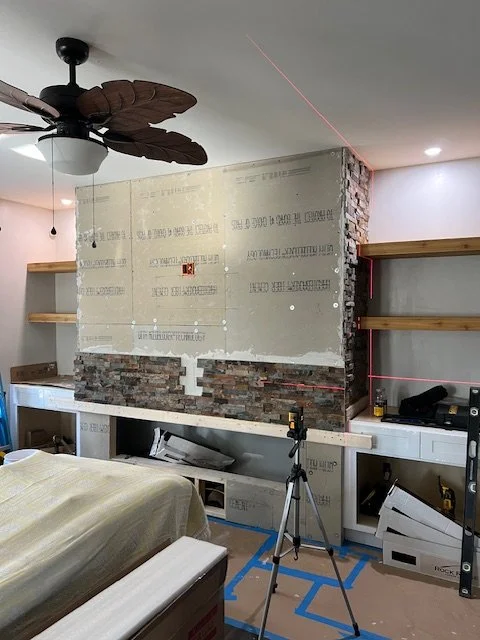 Living Room Fireplace & Built Ins - Tile Install