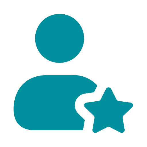 Icon of a person with a star in front of them, symbolizing achievement or recognition.