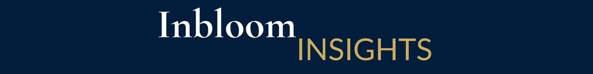 Inbloom Insights logo with a dark blue background and white and gold text.