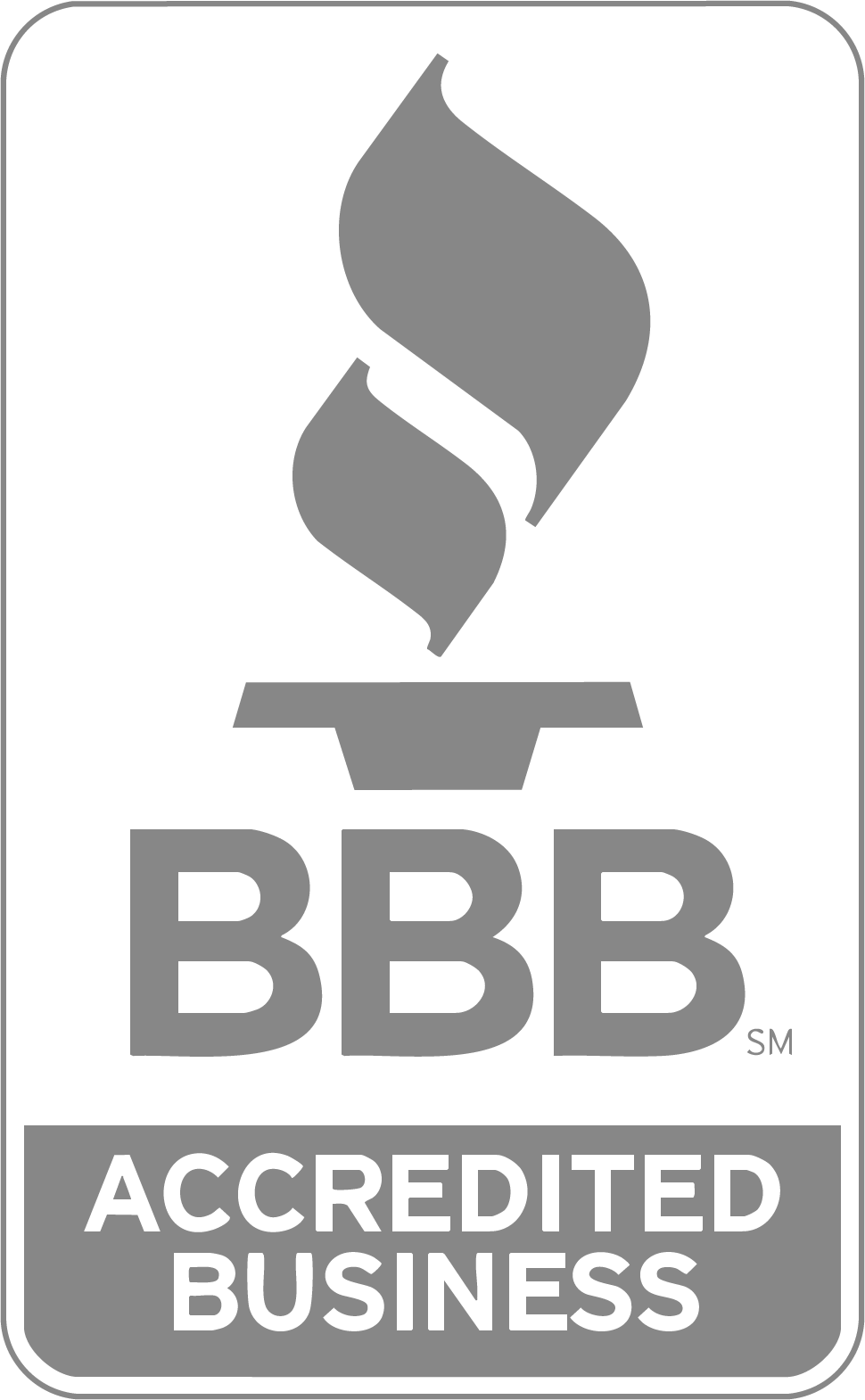 BBB accredited business logo with flame icon.