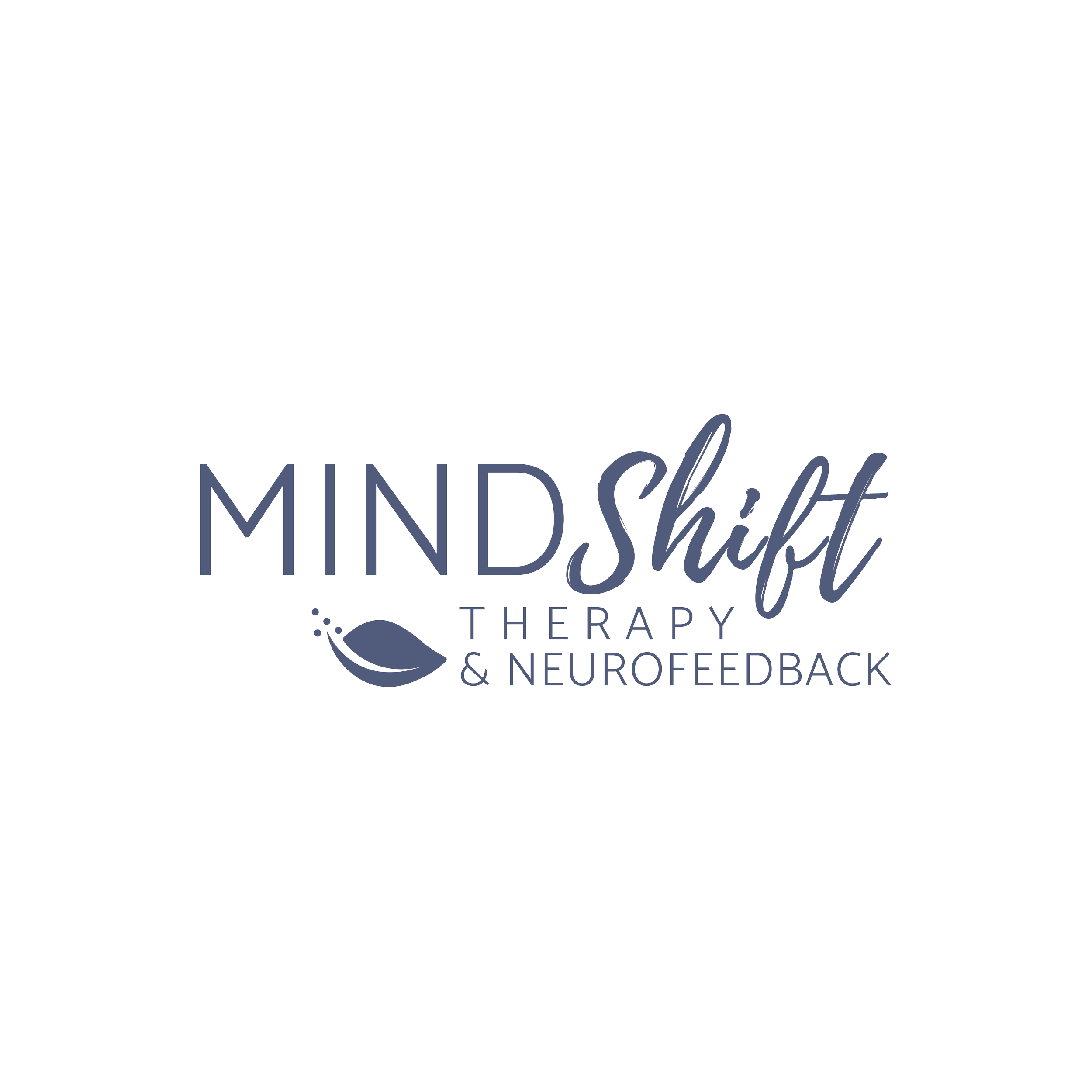 Mind Shift Therapy Logo, navy blue on clear background, therapy and counselling for first responders in Barrie, ON, trauma, PTSD
