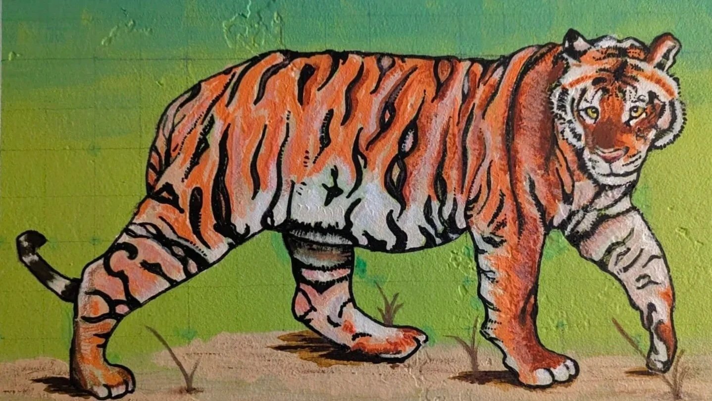 Tiger Mural on Wall