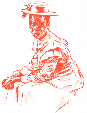 A person dressed in a cowboy hat and Western attire.