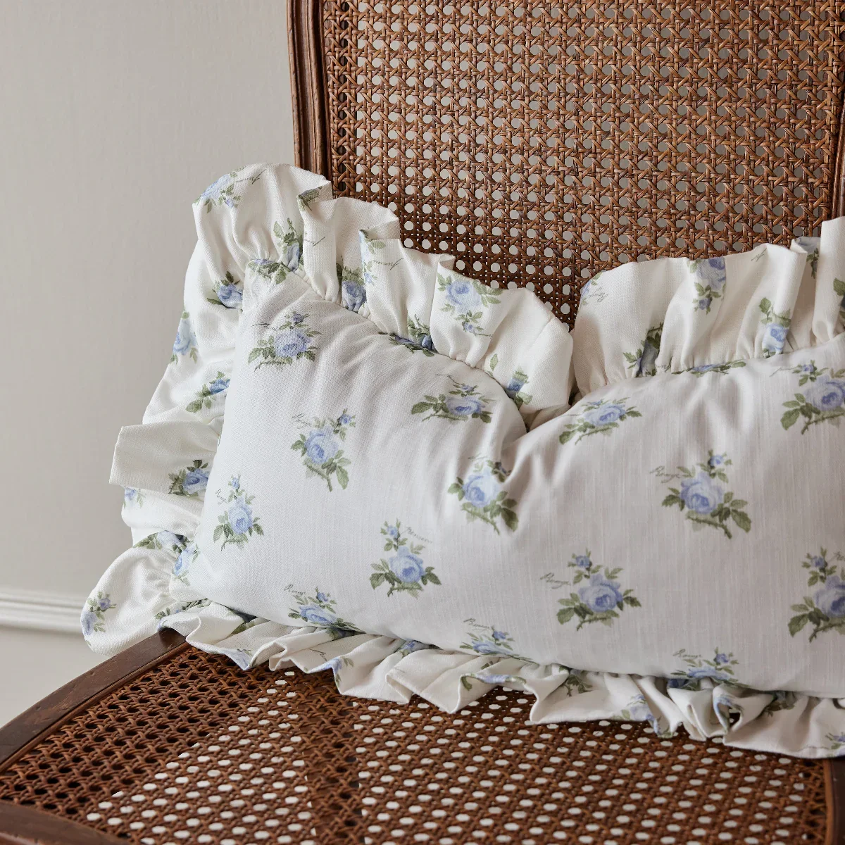 Blue Frilled Pillow