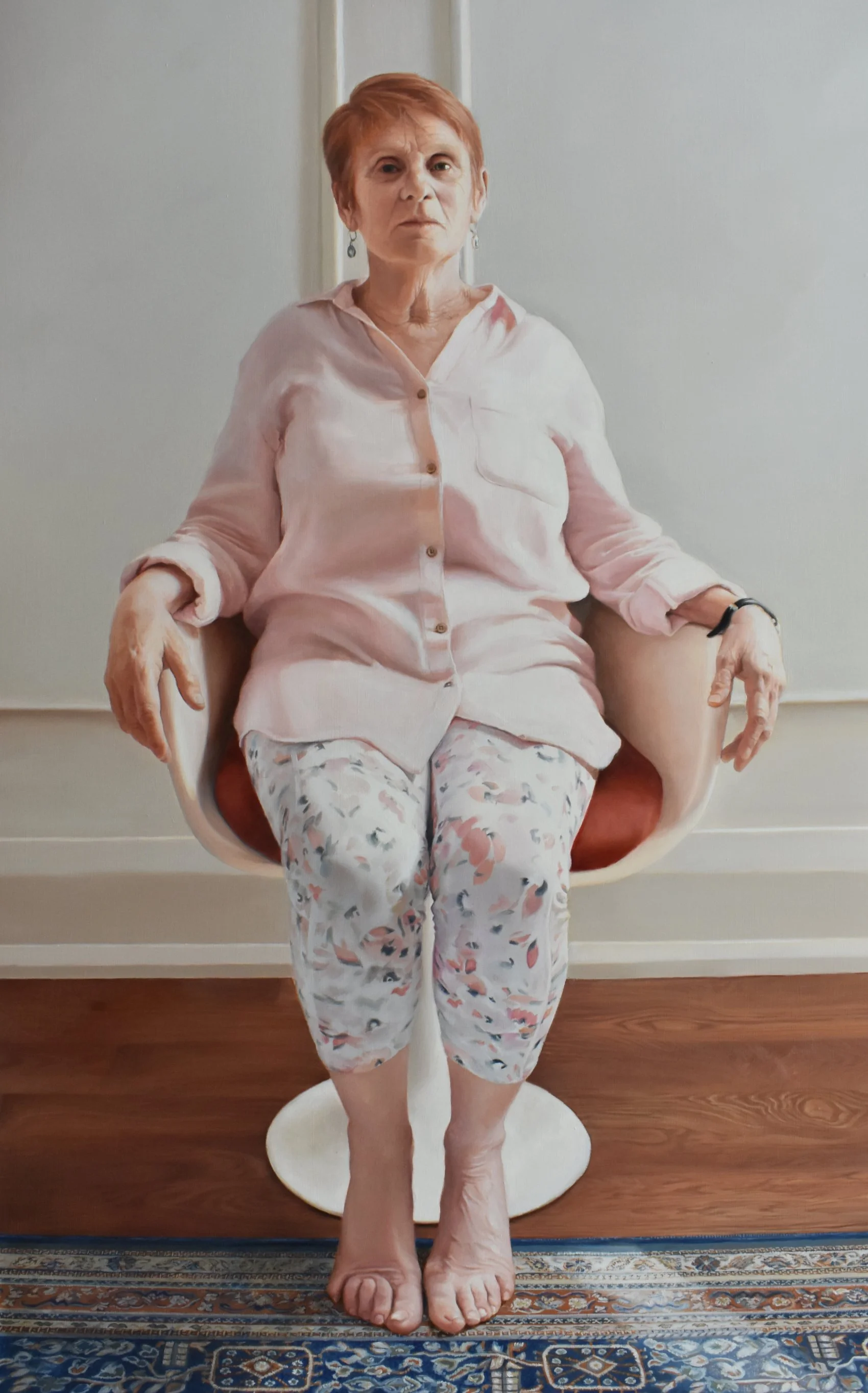 Madonna in a Tulip Chair 2025 | Oil on ACM panel, 45x28 inches