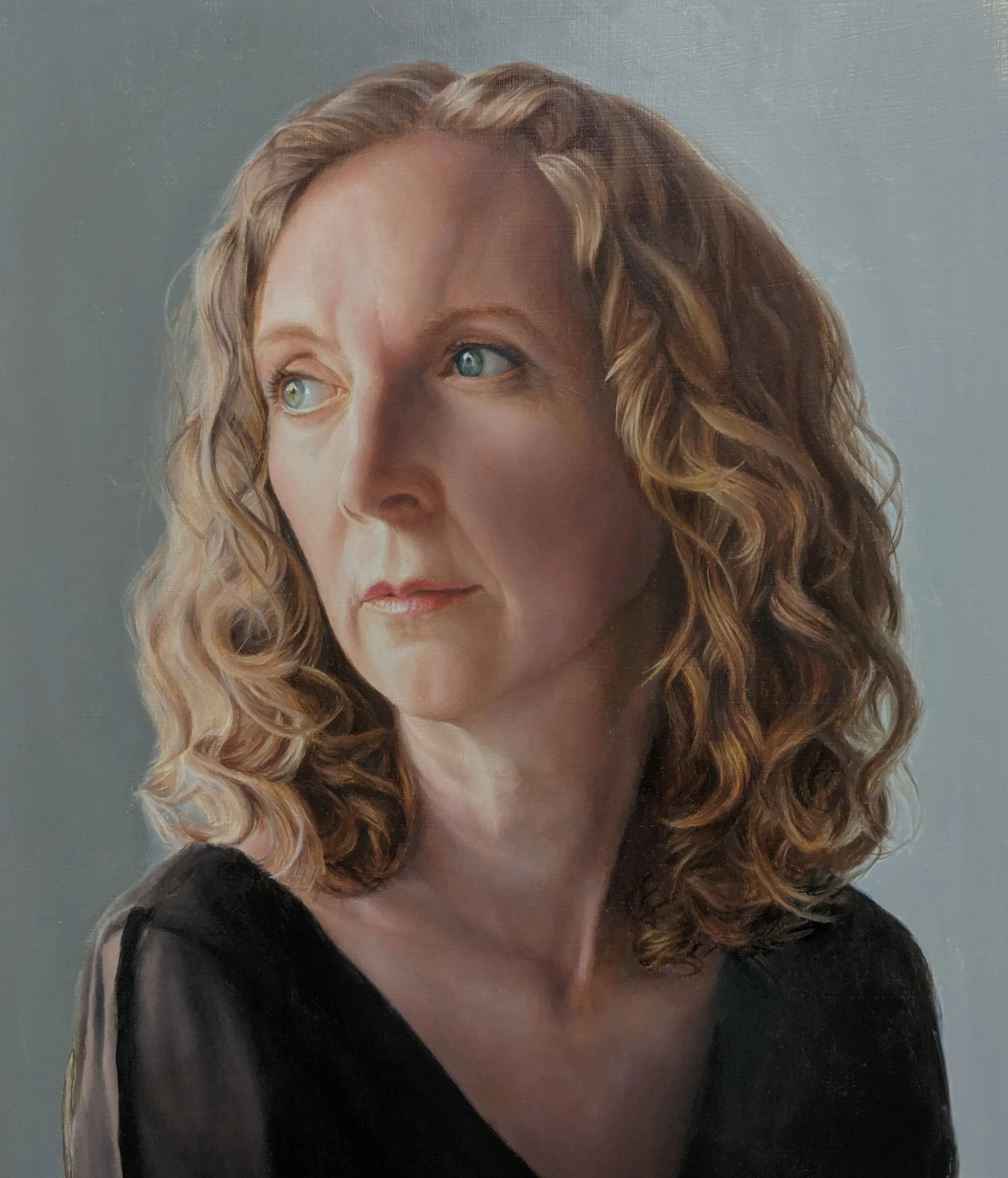 Self Portrait After Annigoni 2017 | Oil on ACM panel, 16x12 inches