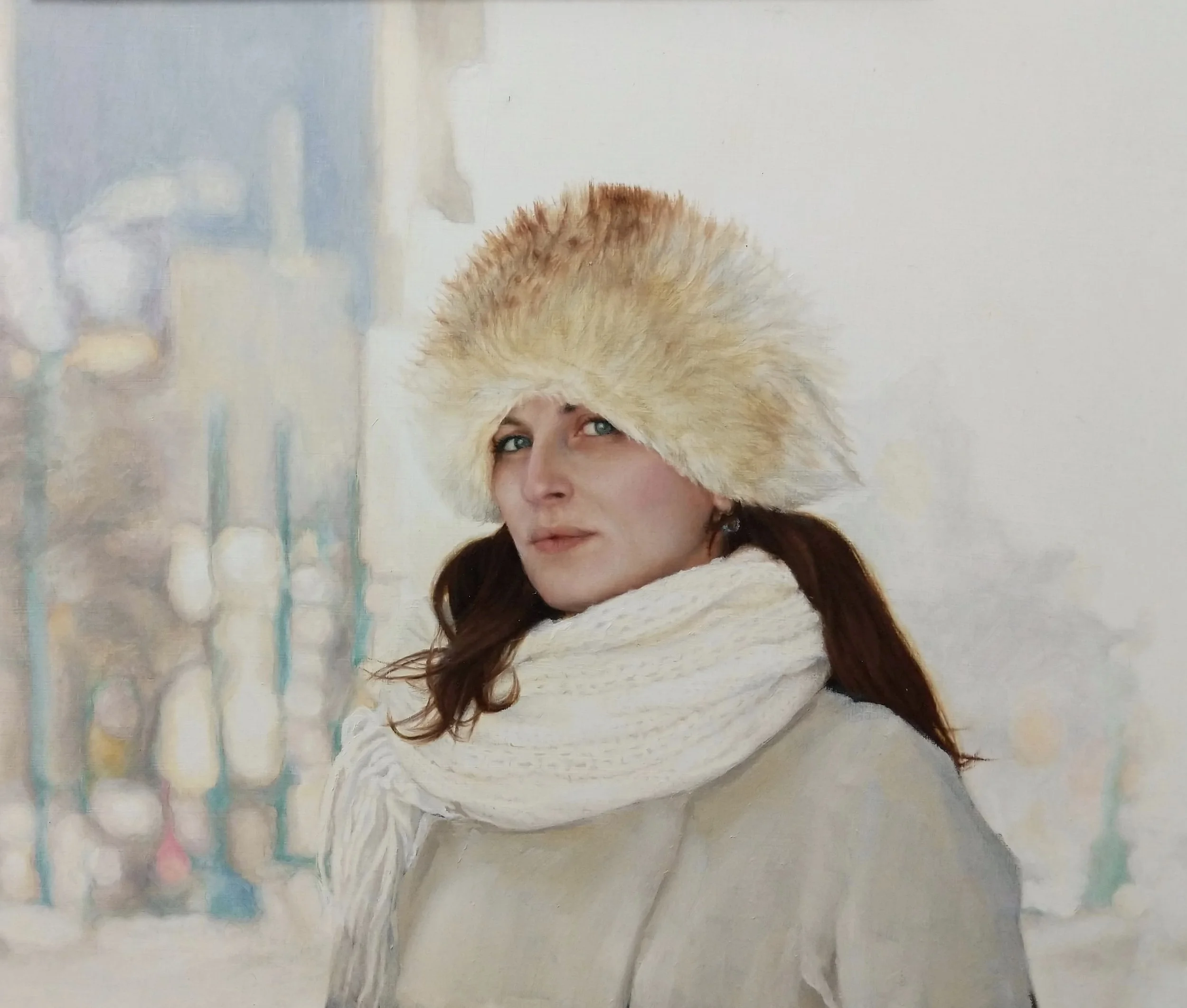 Stephanie in Winter 2021 (detail) | Oil on ACM panel, 14x11 inches