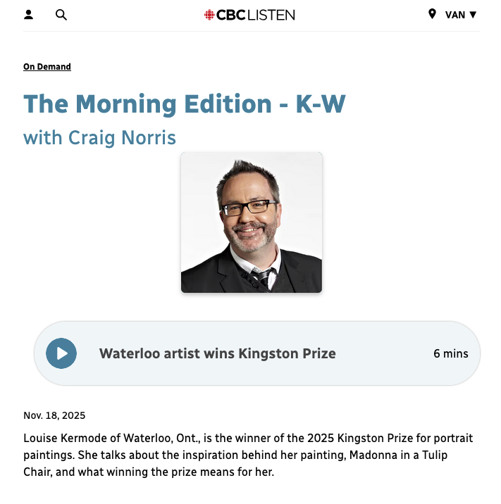 CBC The Morning Edition - Waterloo artist wins Kingston Prize