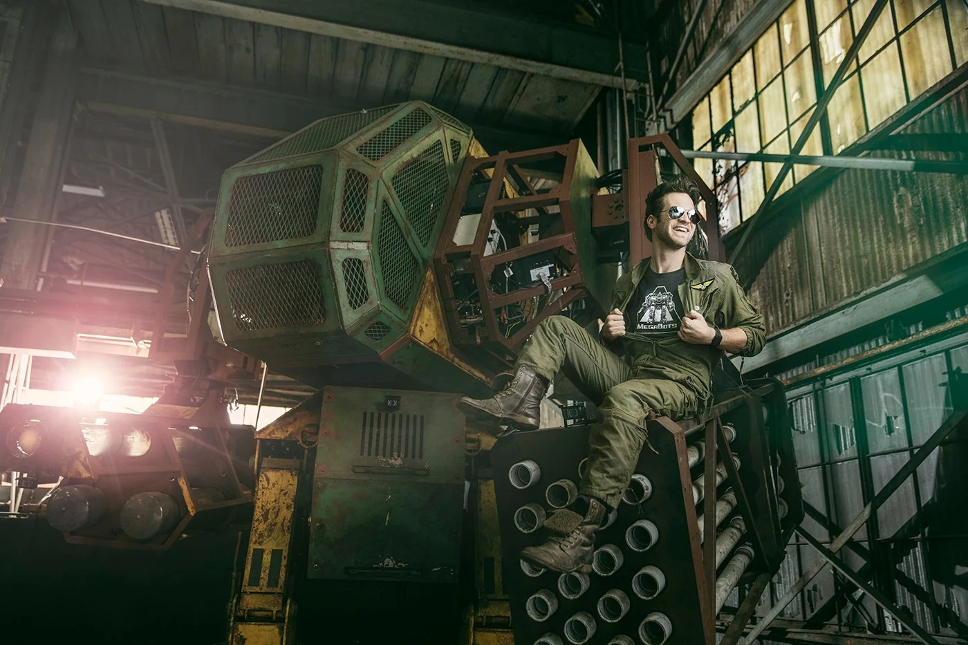 Matt Oehrlein MegaBots portrait for magazine cover, San Francisco editorial photographer Marc Olivier Le Blanc