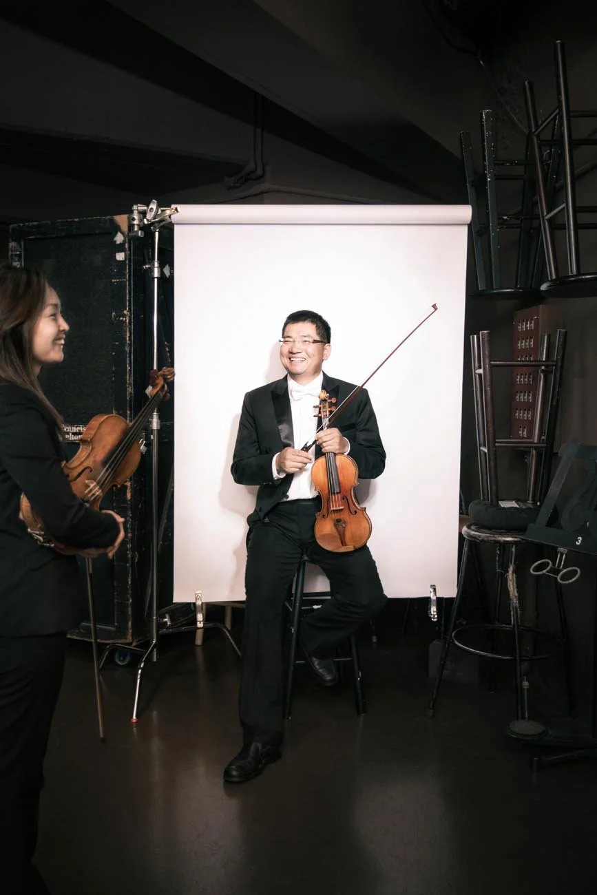 Backstage portrait SF Symphony musician at Davies Hall — editorial photographer Marc Olivier Le Blanc