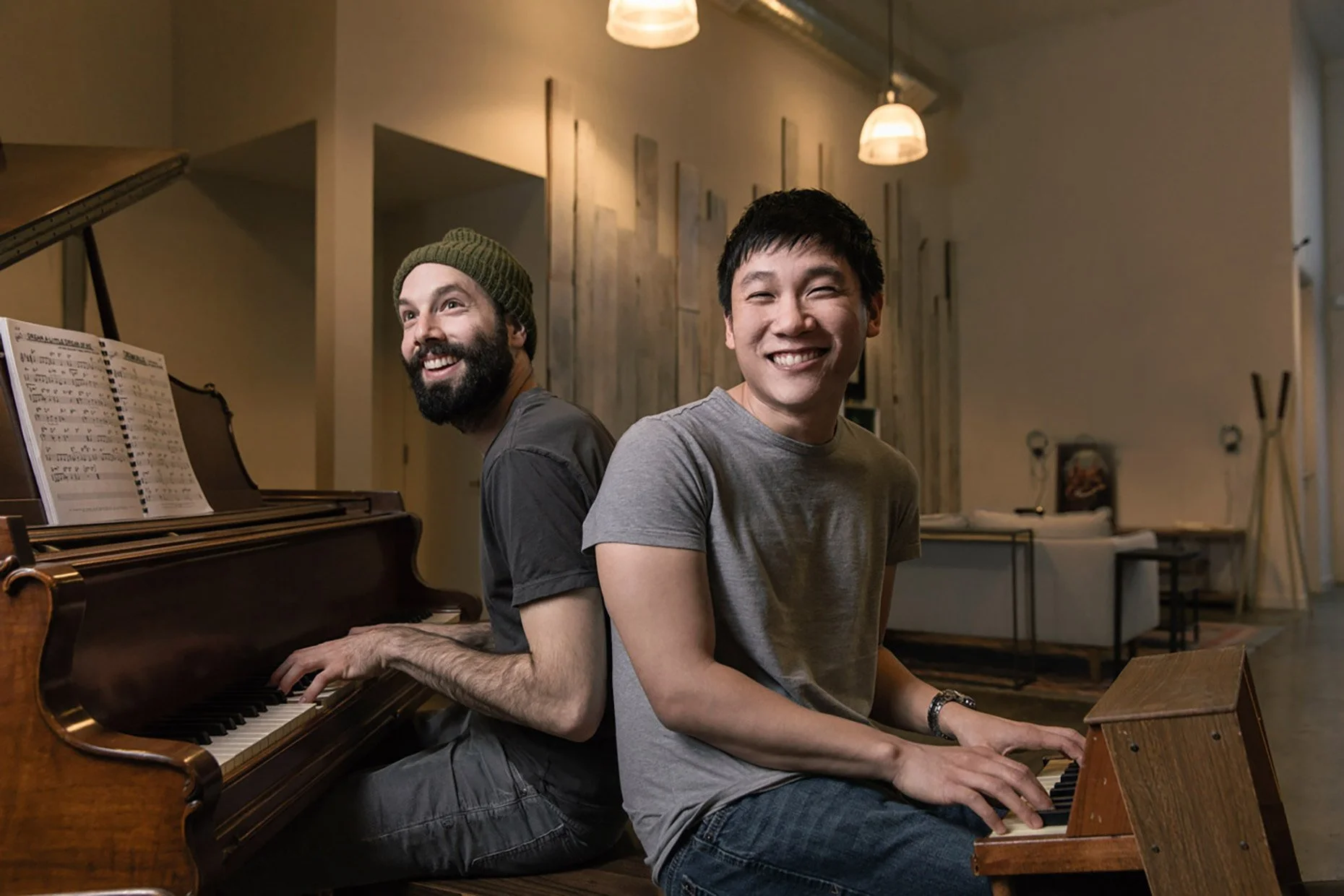 Sam Yam and Jack Conte, Patreon founders — Bay Area tech founder portrait for Stanford Magazine by Marc Olivier Le Blanc