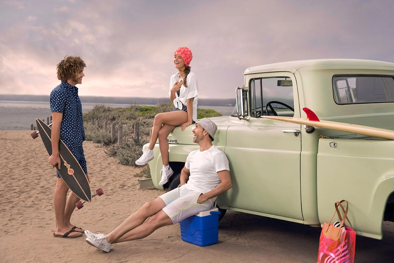 Couple at Baker Beach San Francisco with the Golden Gate Bridge in the background, lifestyle portrait by Marc Olivier Le Blanc