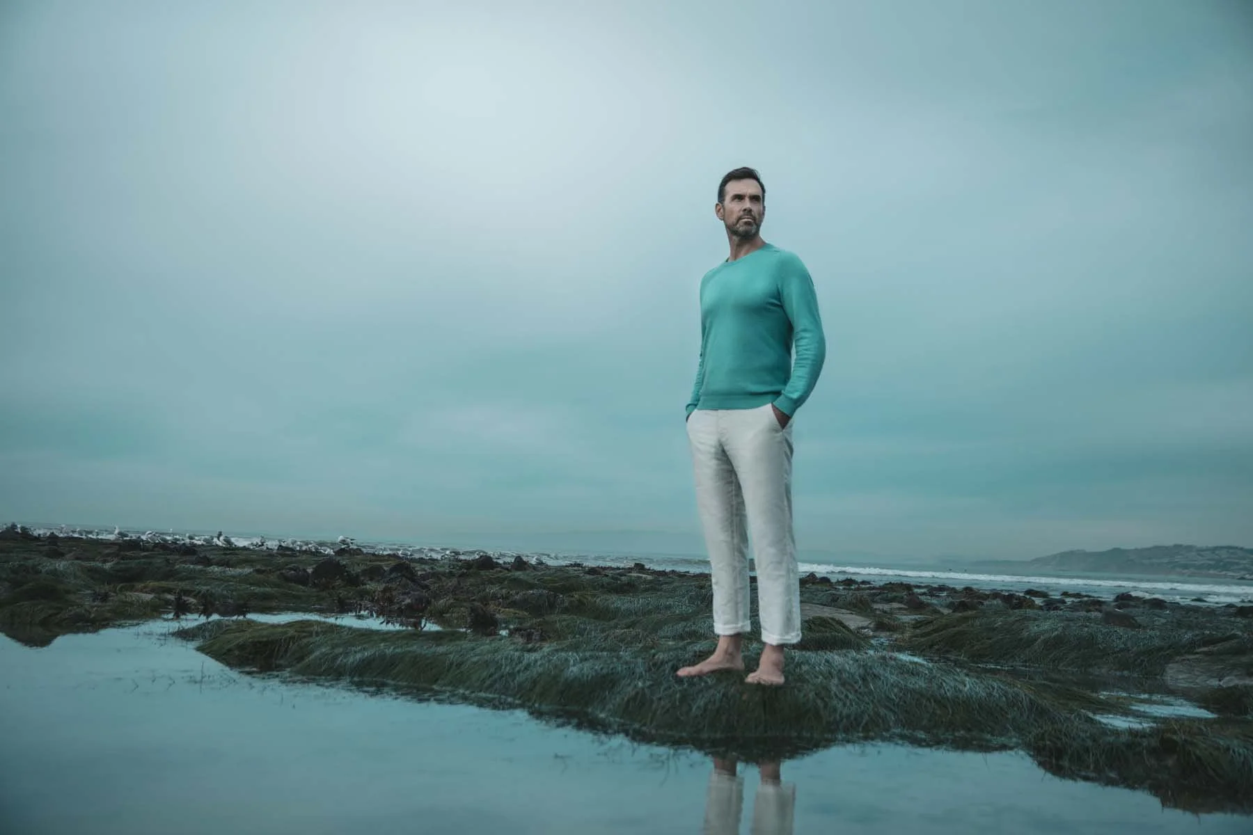 Fashion editorial portrait shoot in Pacifica CA, overcast morning light, by Marc Olivier Le Blanc