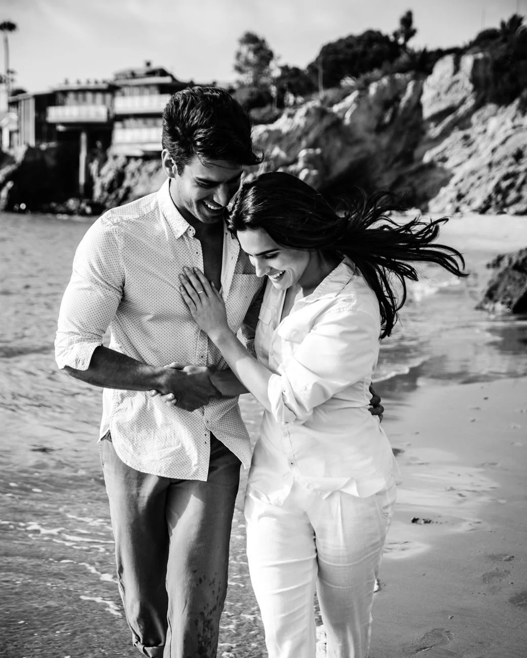 Couple portrait at dusk on the California coast, commercial portrait photographer Marc Olivier Le Blanc |