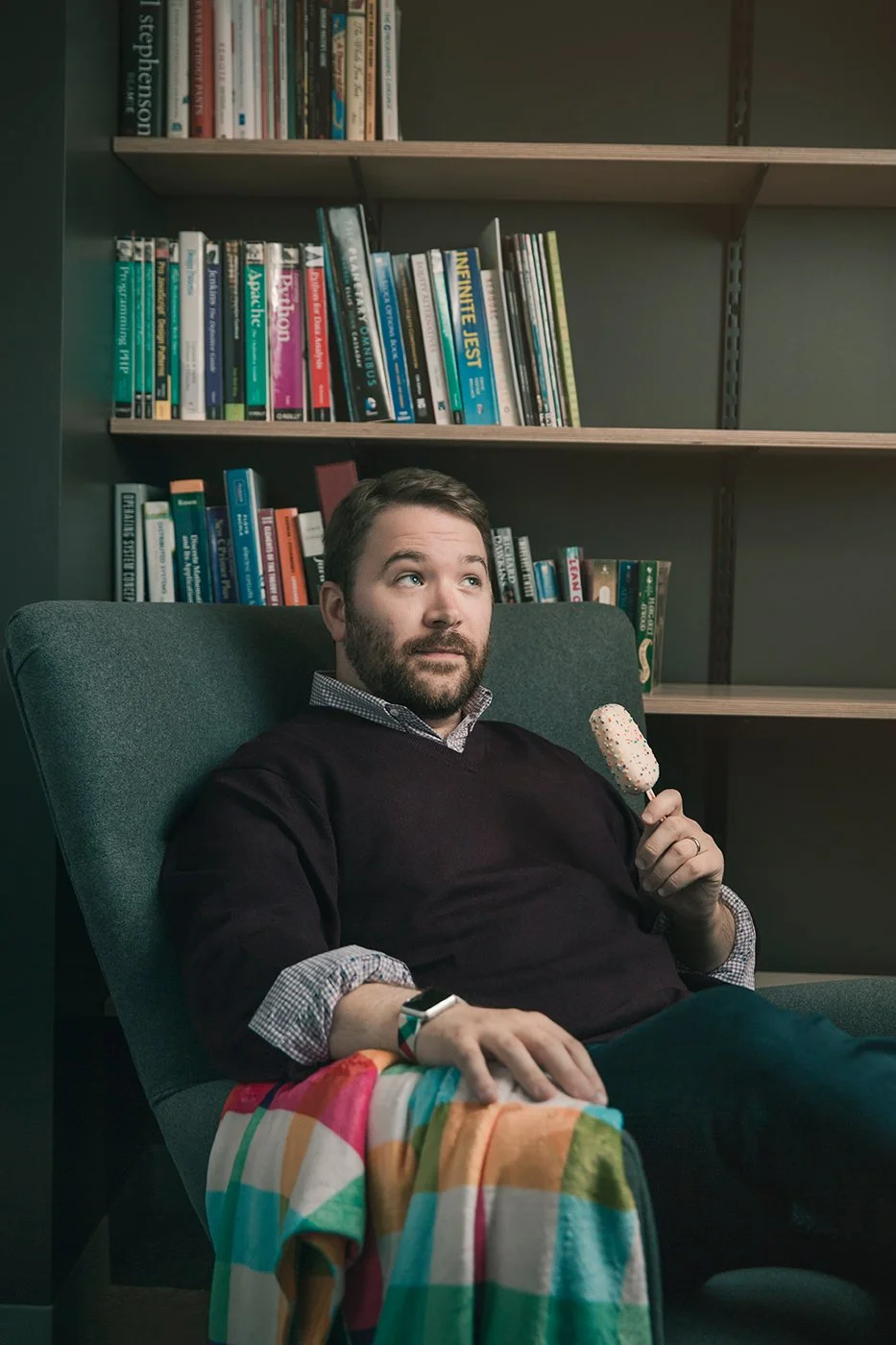 Editorial portrait of Cal Henderson, CTO of Slack, at Slack HQ San Francisco for GQ China, by Marc Olivier Le Blanc