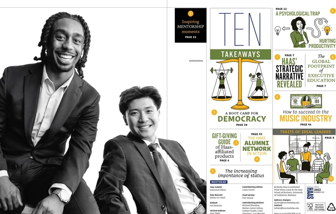 New portraits for @berkeleyhaas magazine shot on location in Berkeley for their Fall 2025 issue.