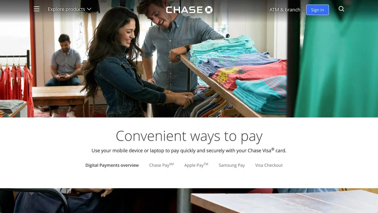 Advertising lifestyle photo of a couple browsing clothing in a San Francisco boutique for Chase digital payments campaign – Marc Olivier Le Blanc Photography