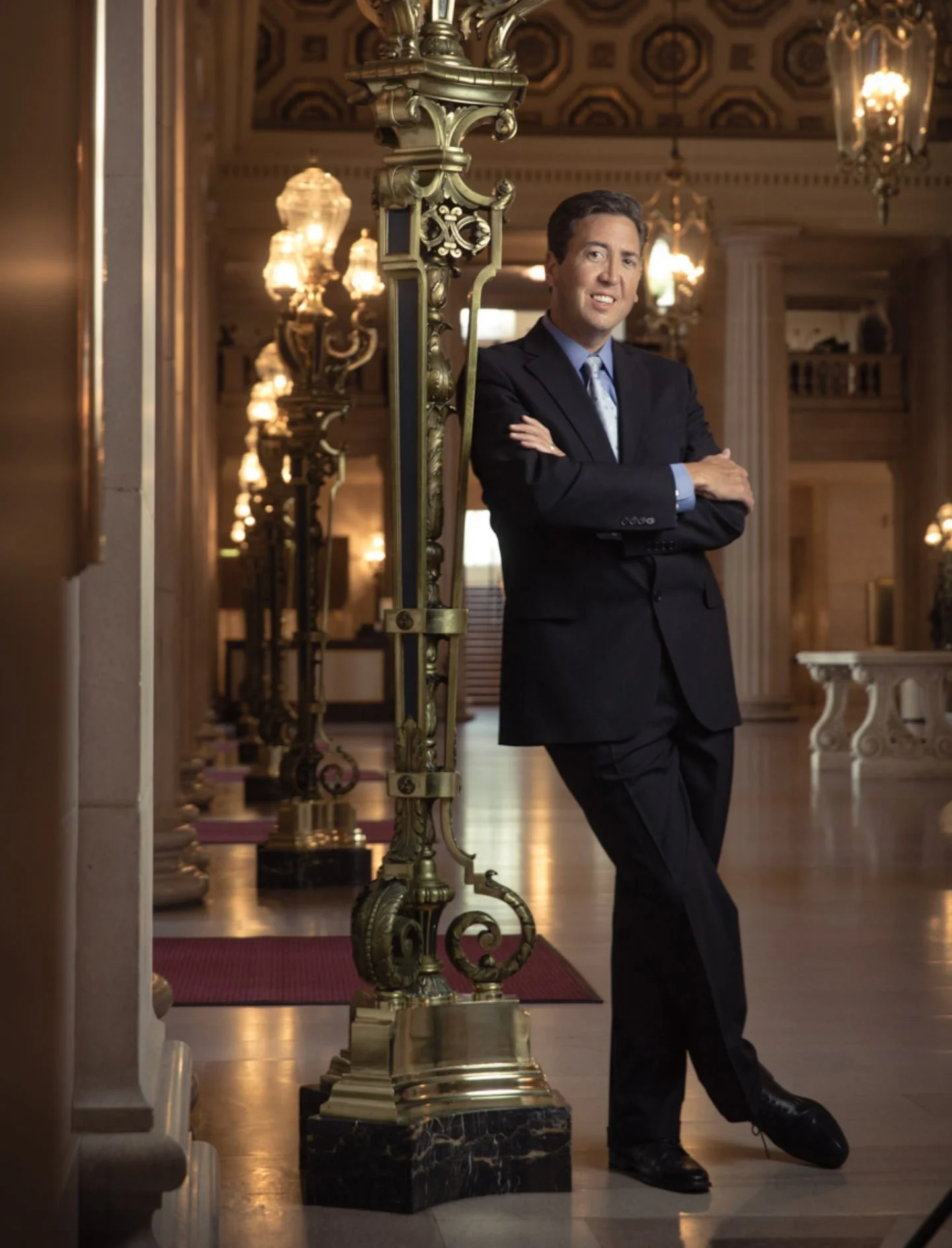 Editorial portrait of San Francisco Opera Head of Music Staff John Churchwell at the War Memorial Opera House — arts photographer Marc Olivier Le Blanc