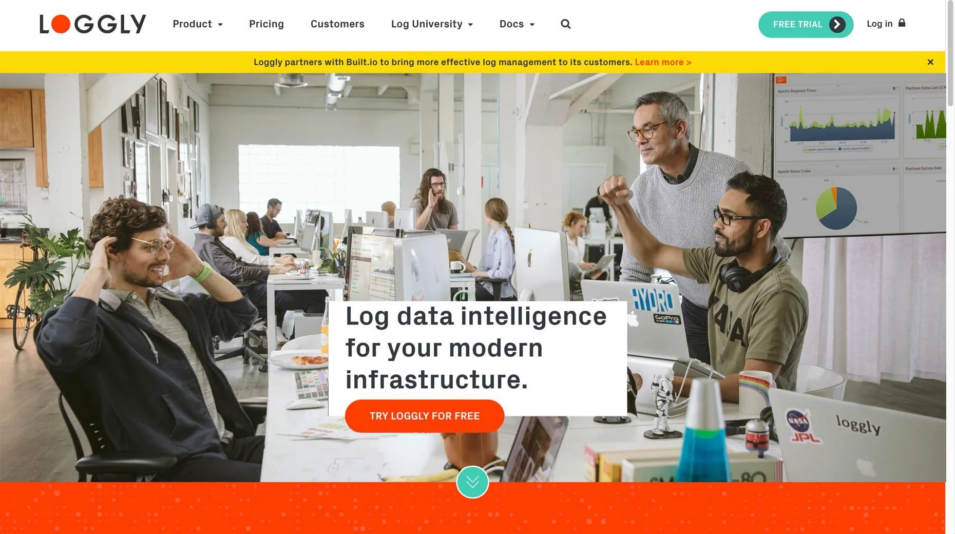 Advertising photo of a diverse tech startup team working in a modern San Francisco office for Loggly – Marc Olivier Le Blanc Photography
