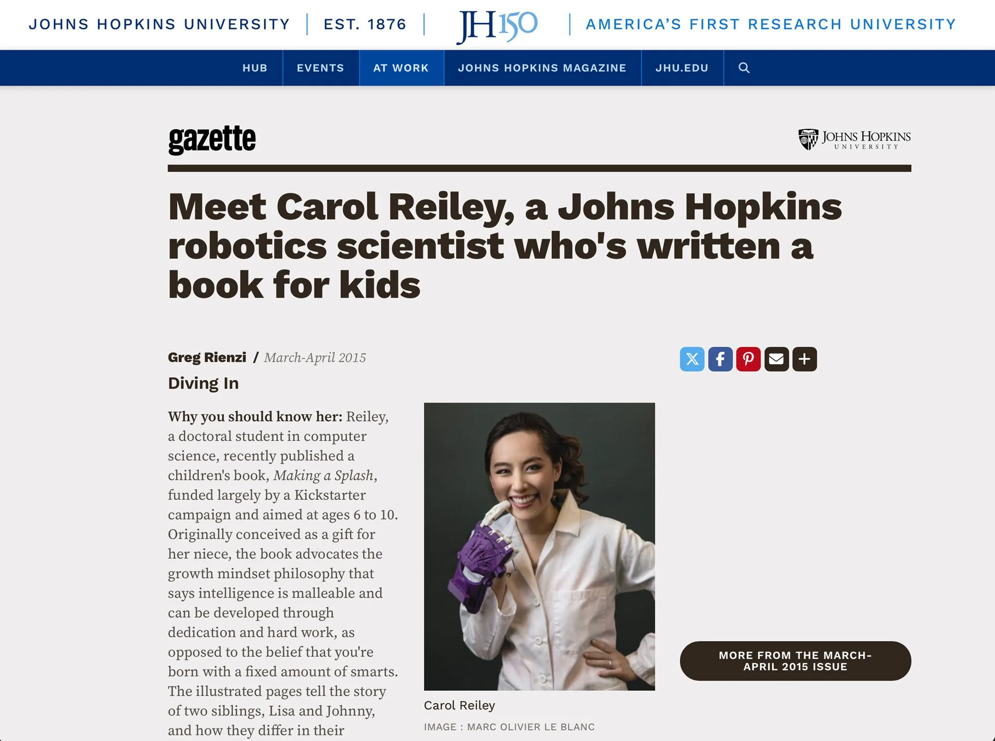 Portrait photographer San Francisco — university publication editorial portrait, Carol Reiley Silicon Valley entrepreneur