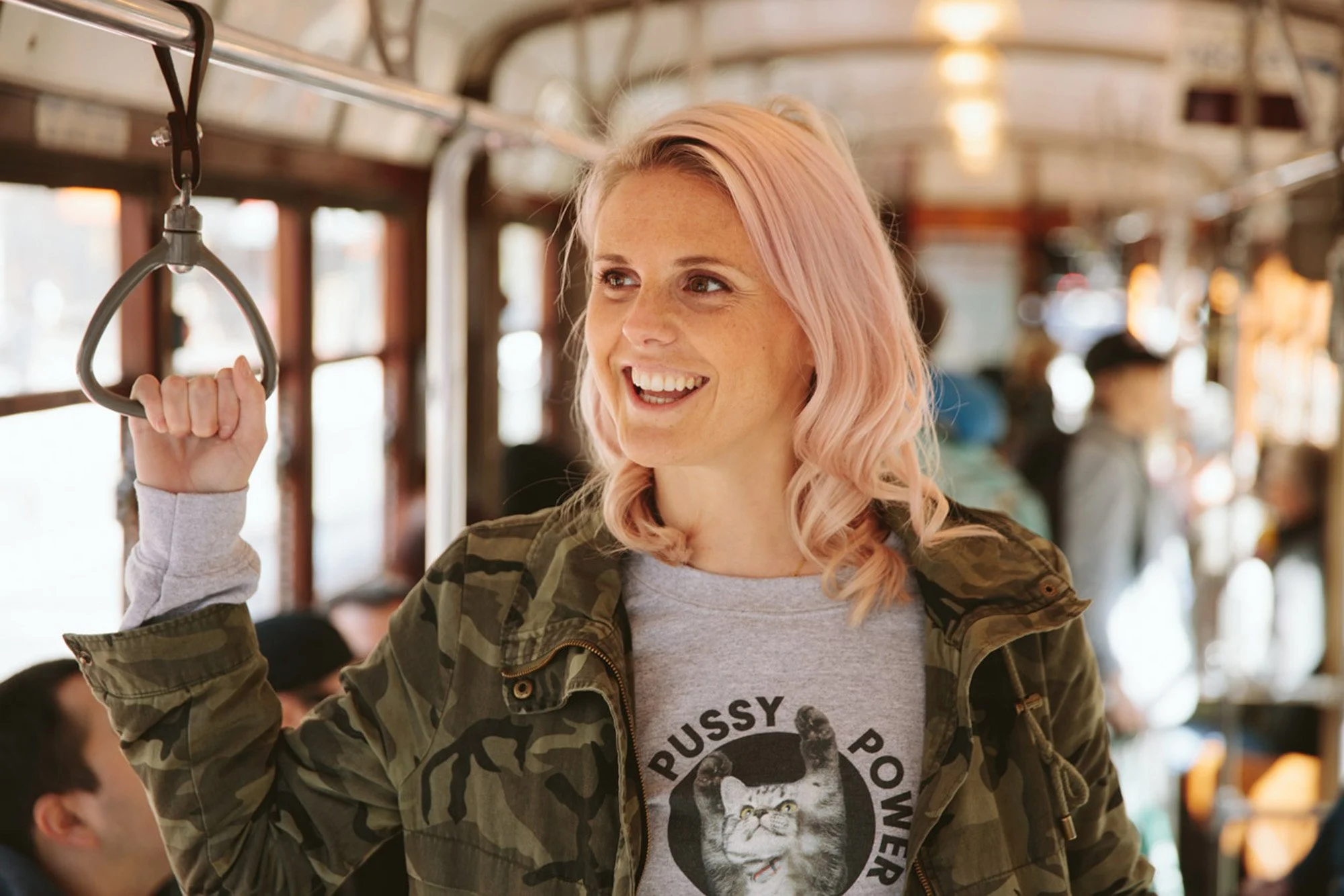 On-location portrait photography on a San Francisco streetcar on Market Street — commercial photographer Marc Olivier Le Blanc