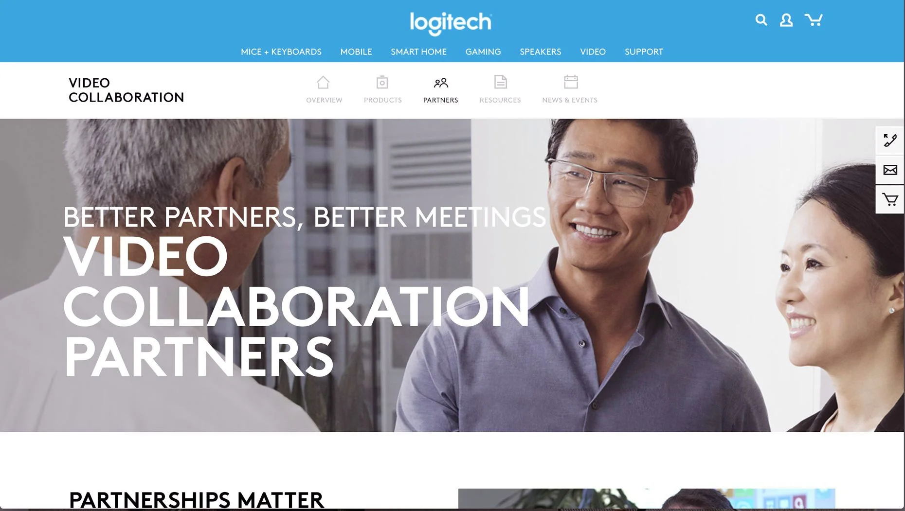 Logitech Video Collaboration Partners advertising campaign hero image featuring professionals in a meeting, shot by San Francisco commercial photographer Marc Olivier Le Blanc