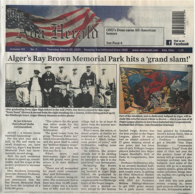 











Ada Herald highlights Ray Brown Memorial Park updates and funding progress, 20 March 2025.