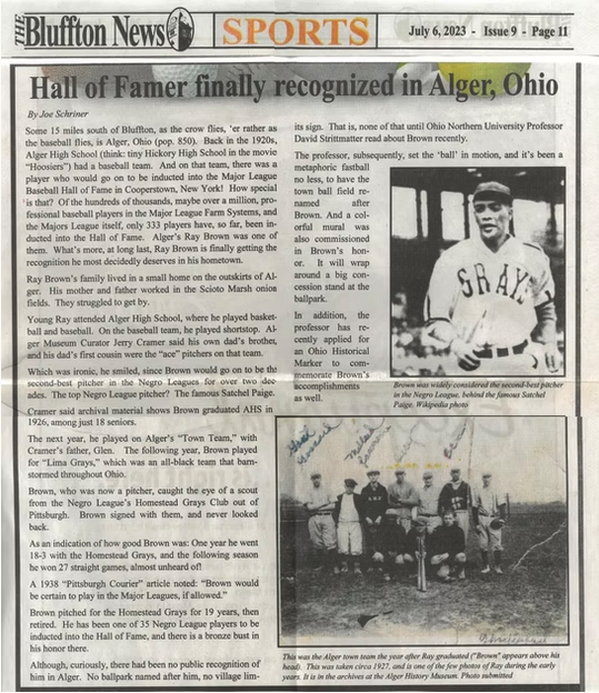 Schriner published his article about his interview with Jerry Cramer in the Bluffton News as well, 6 July 2023.