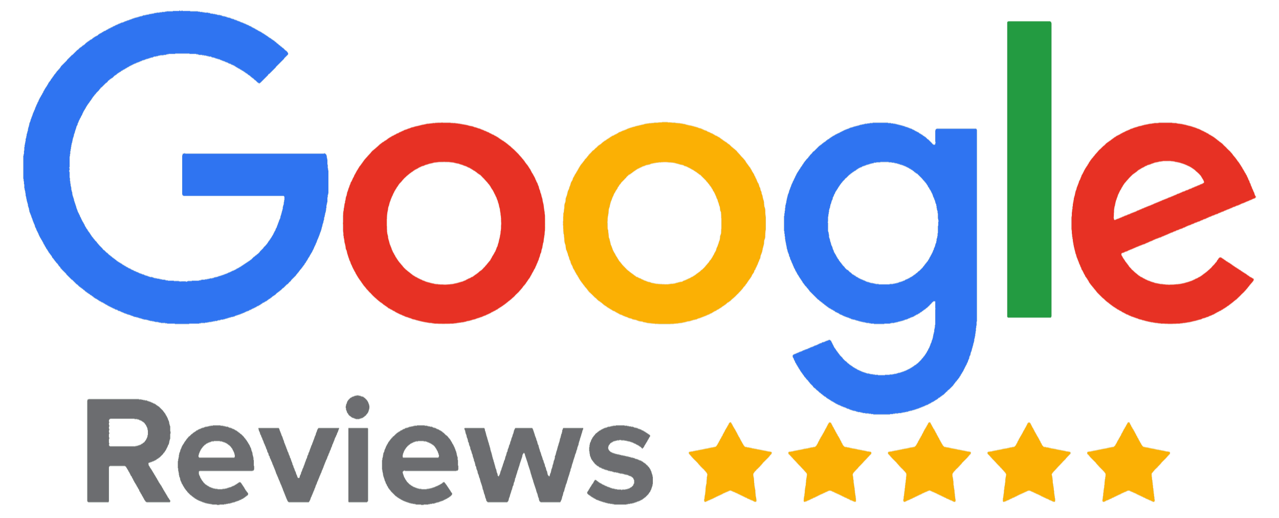 Google Reviews logo with five stars.