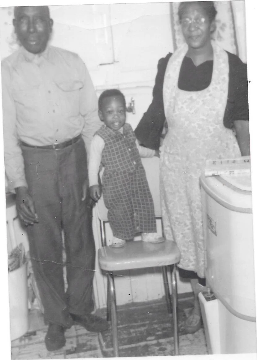 1955 Me with my maternal grandparents.