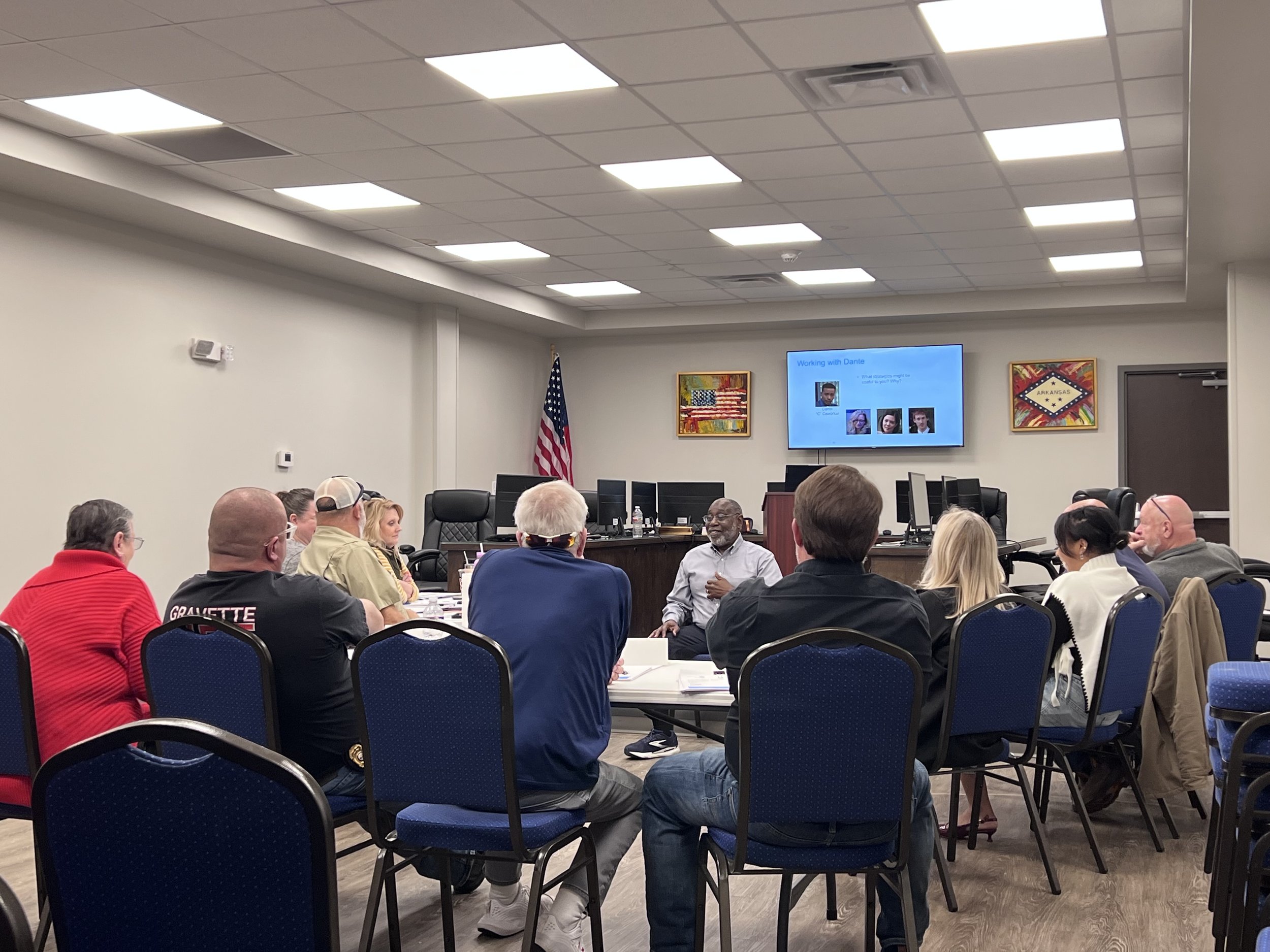 2026 Facilitating a team building workshop with Mayor of Gravette Arkansas, Kurt Maddox, and his team.