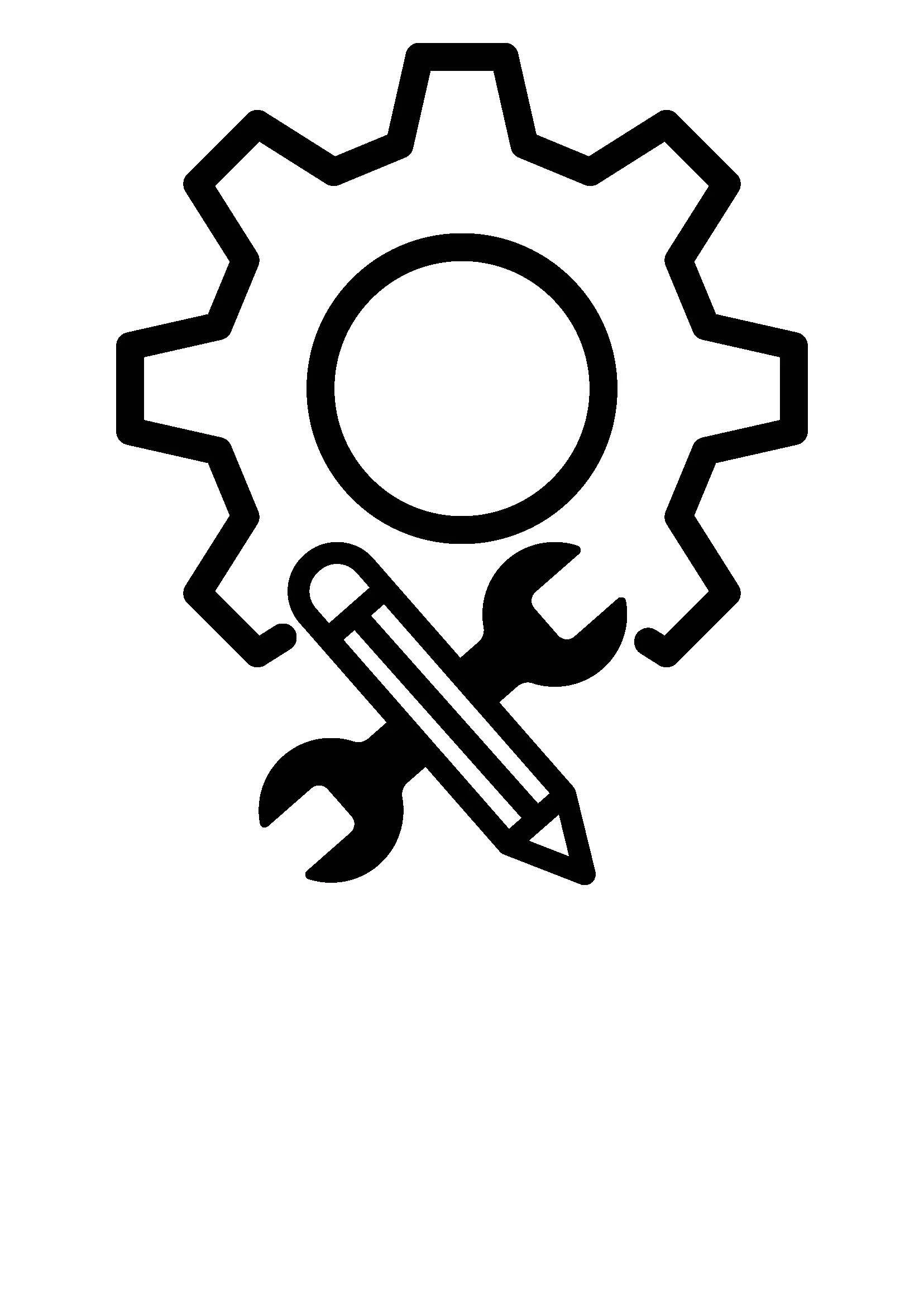 Icon of a gear, wrench, and pencil.