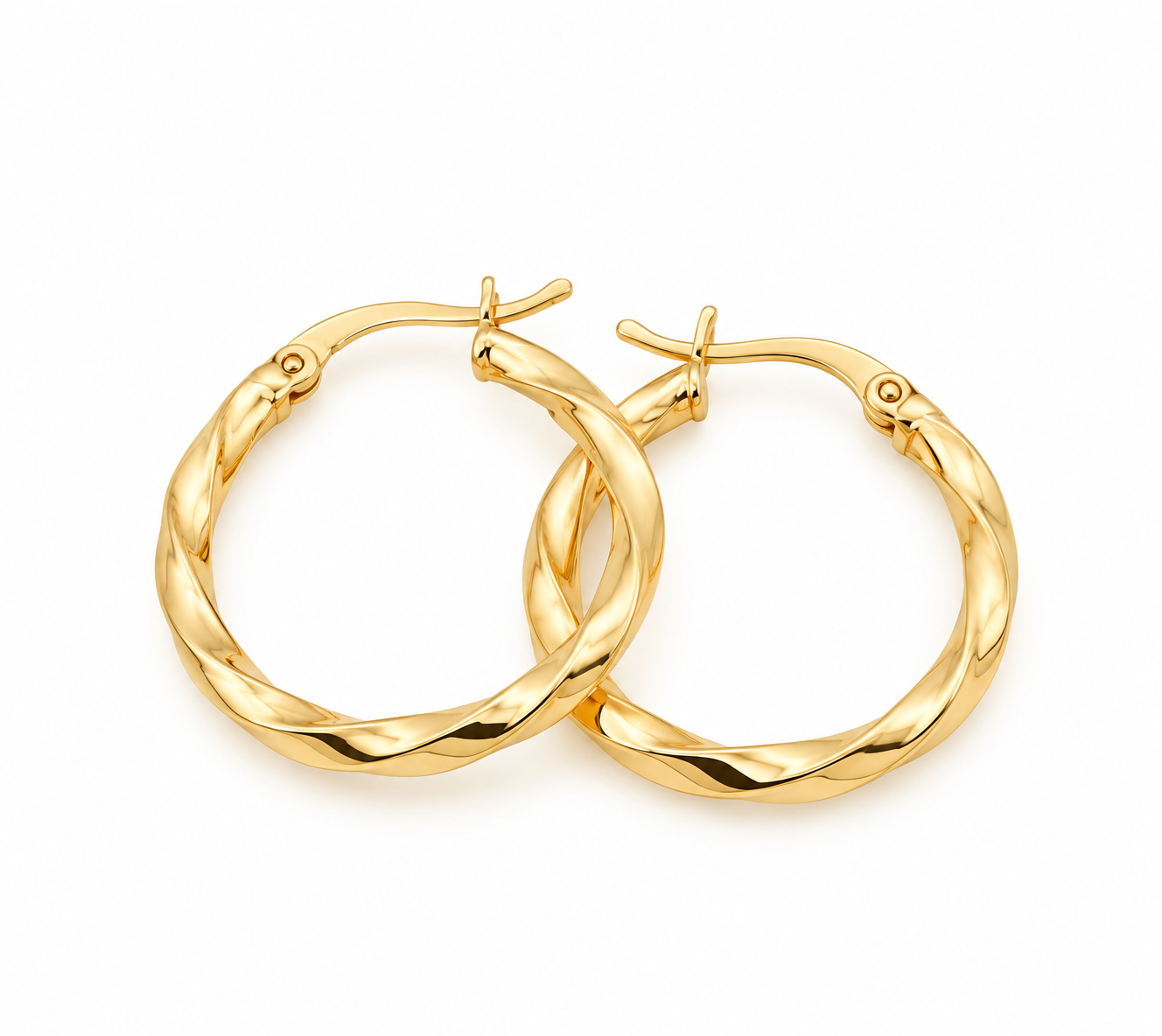 10K Yellow Gold Polished Twisted Hoop Earrings – Elegant Spiral Design