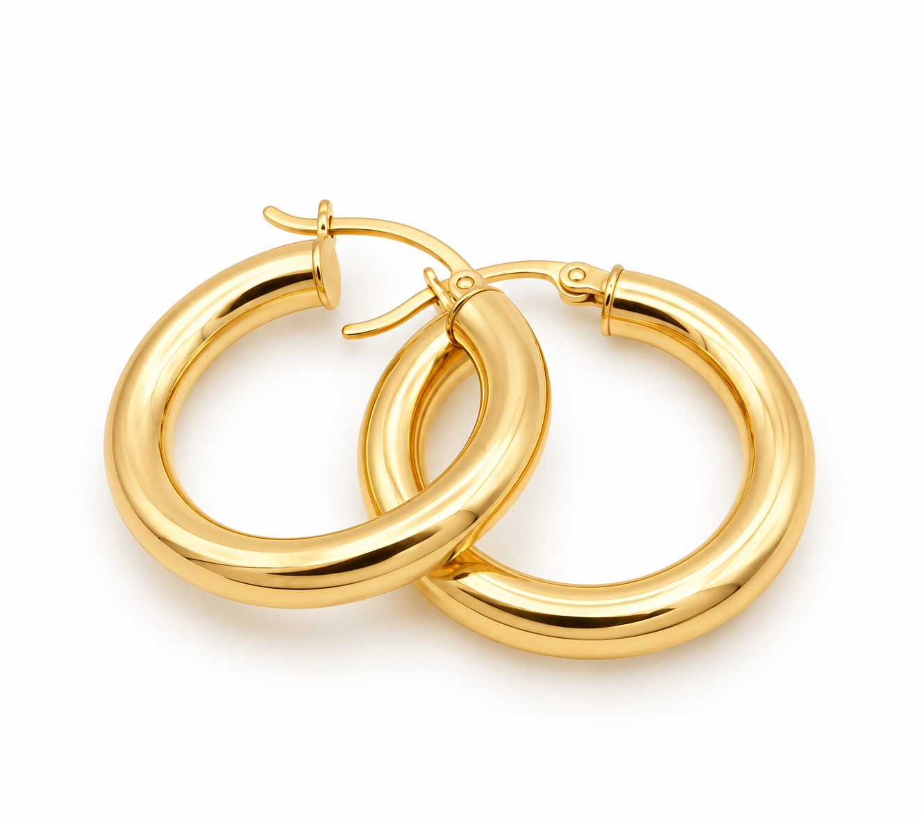 10K Yellow Gold Classic Small Hoop Earrings – High Polish Finish